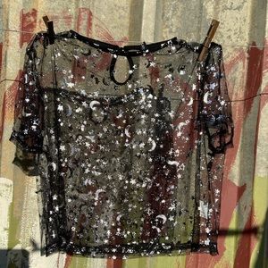 Black Crop top with silver stars